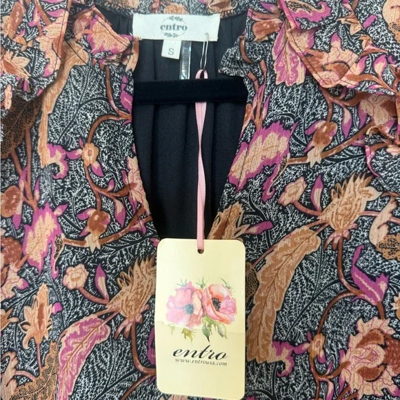 NWT Entro Women's Paisley Floral Blouse - Multicolor - Picture 3 of 9